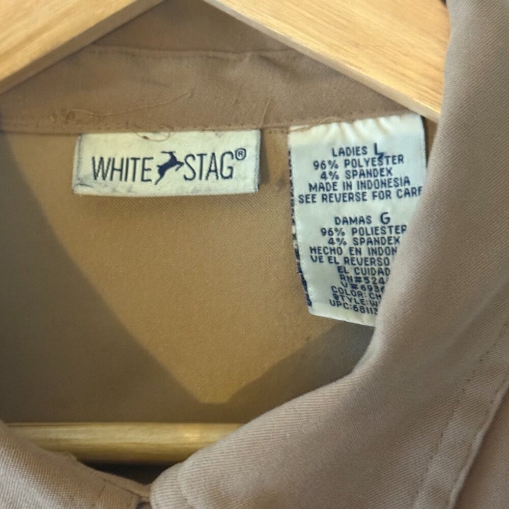 White Stag Vintage Tan Khaki Light Brown Collared Long Sleeve Button Down Casual - Picture 3 of 6